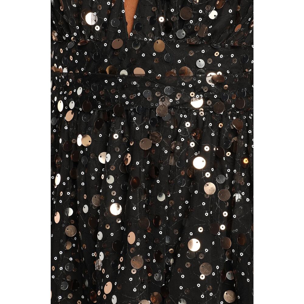 Lulus Shine On You Black Sequin Mini Skater Dress S NWT - Picture 9 of 12
